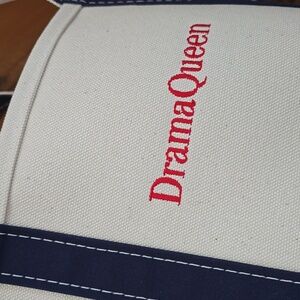 LL BEAN DRAMA QUEEN Custom Monogram Canvas Boat Tote Bag Blue Medium